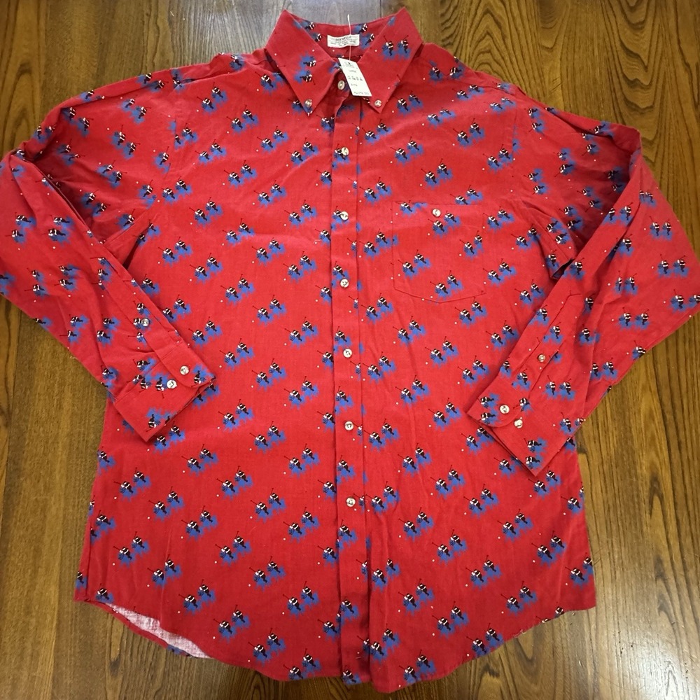 Vintage NWT Arnie Arnold Palmer Sears Polo AOP Long Sleeve Button Down Size L - Picture 2 of 6